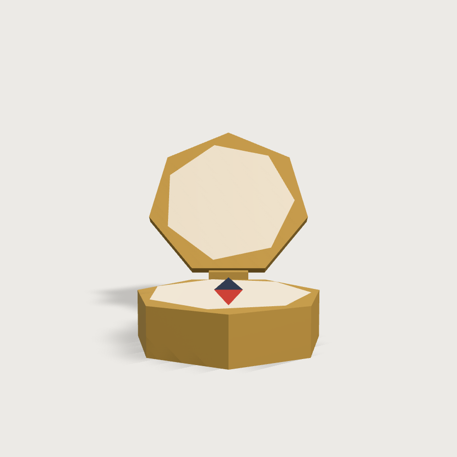 Compass low-poly 3D model, front render