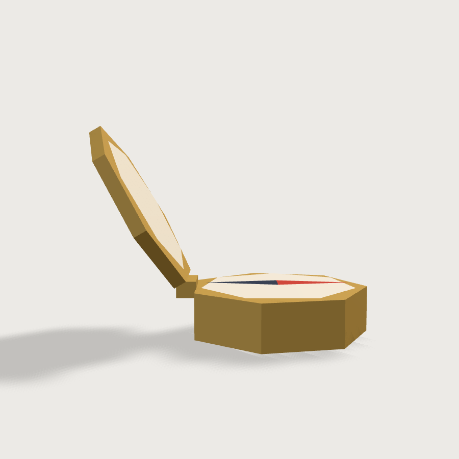 Compass low-poly 3D model, left render