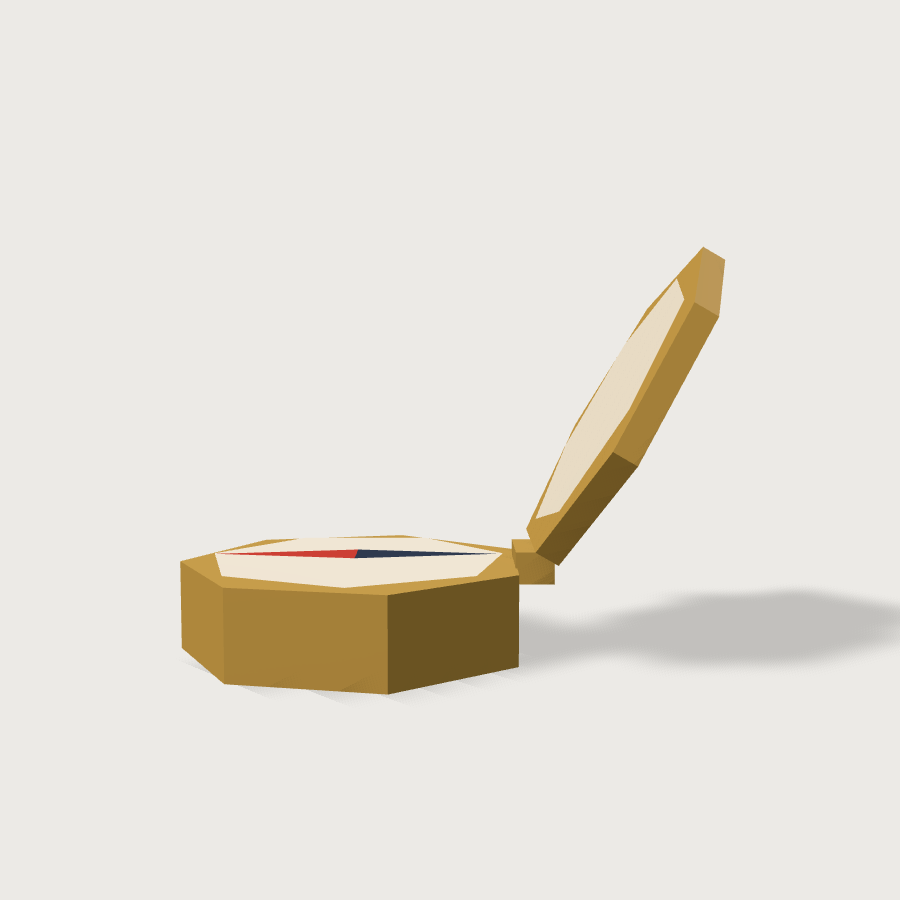 Compass low-poly 3D model, right render