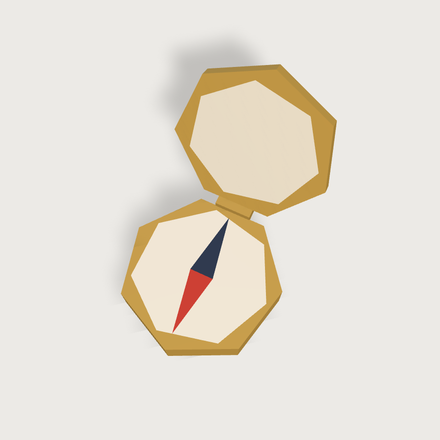 Compass low-poly 3D model, top render