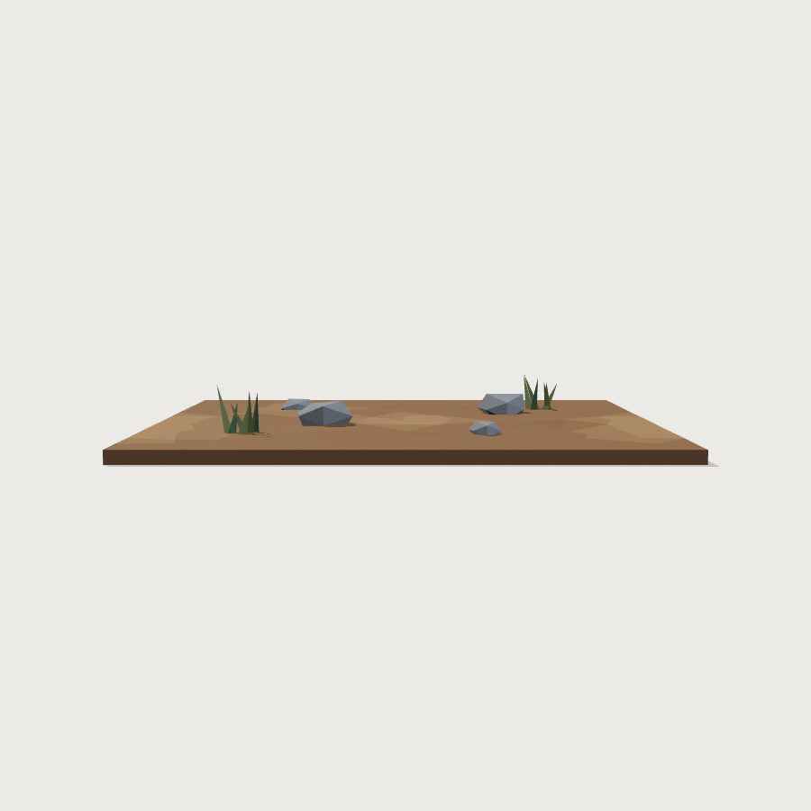 Dirt Ground Tile low-poly 3D model, back render