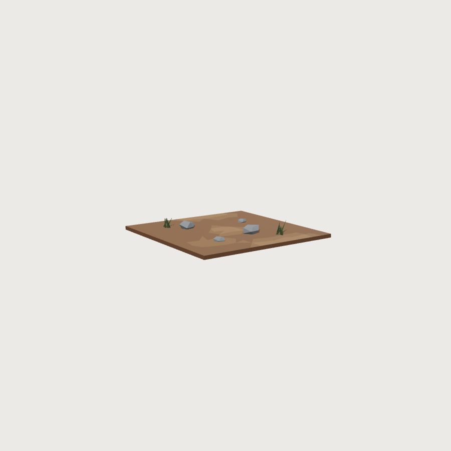 Dirt Ground Tile low-poly 3D model, detail render