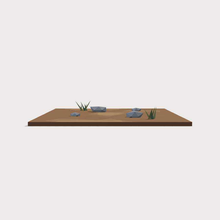 Dirt Ground Tile low-poly 3D model, left render