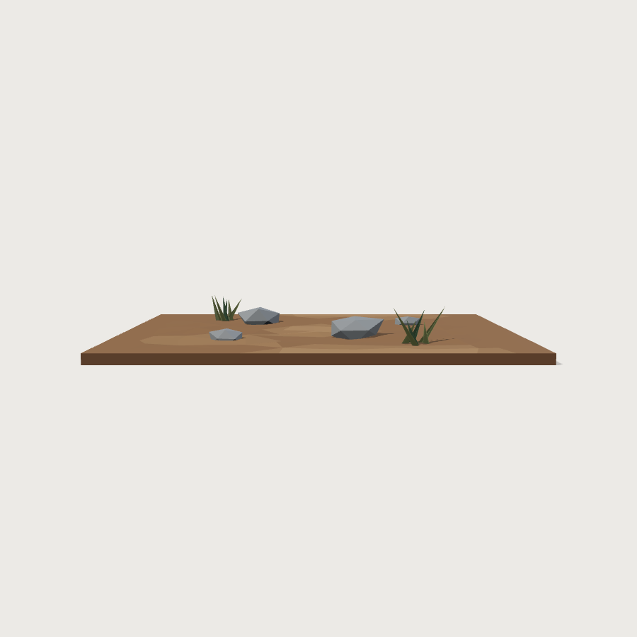 Dirt Ground Tile low-poly 3D model, right render