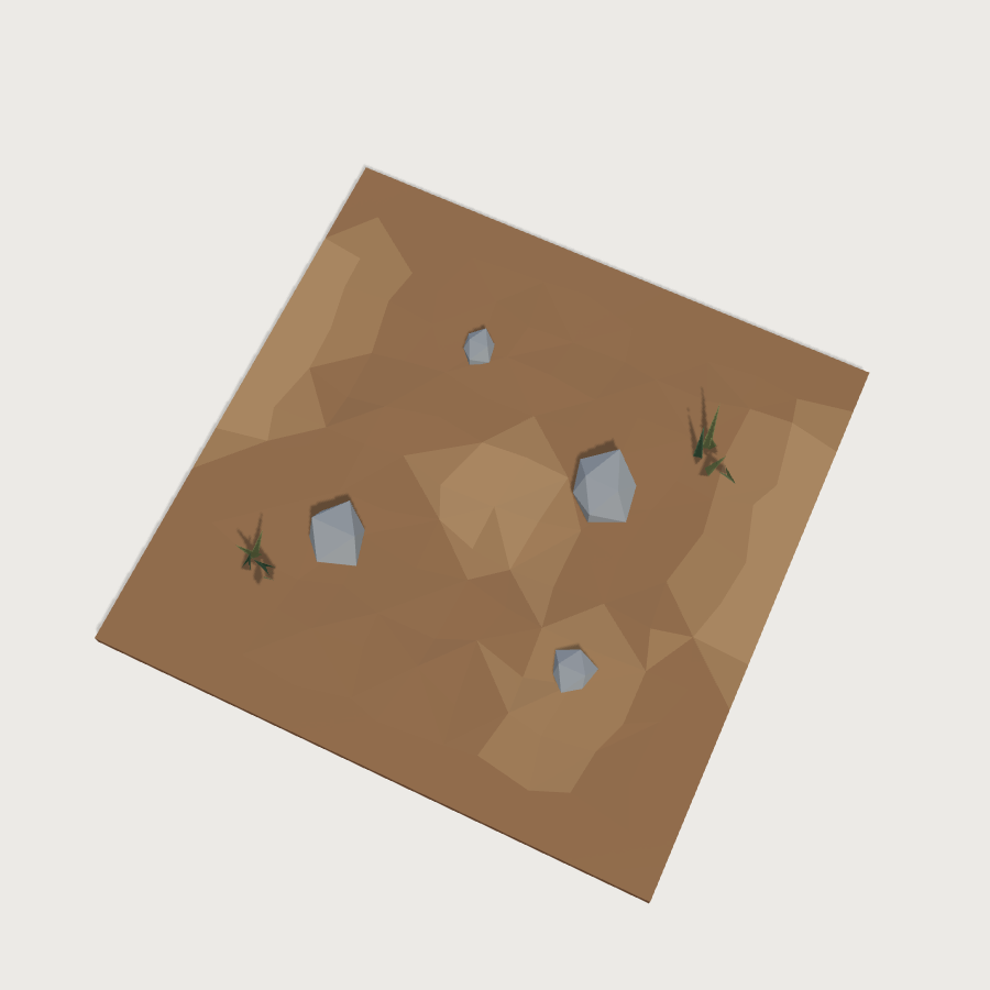 Dirt Ground Tile low-poly 3D model, top render