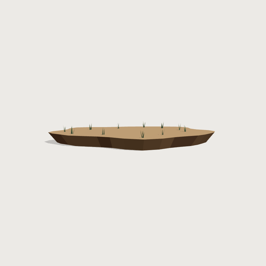 Dirt Terrain Blob low-poly 3D model, front render