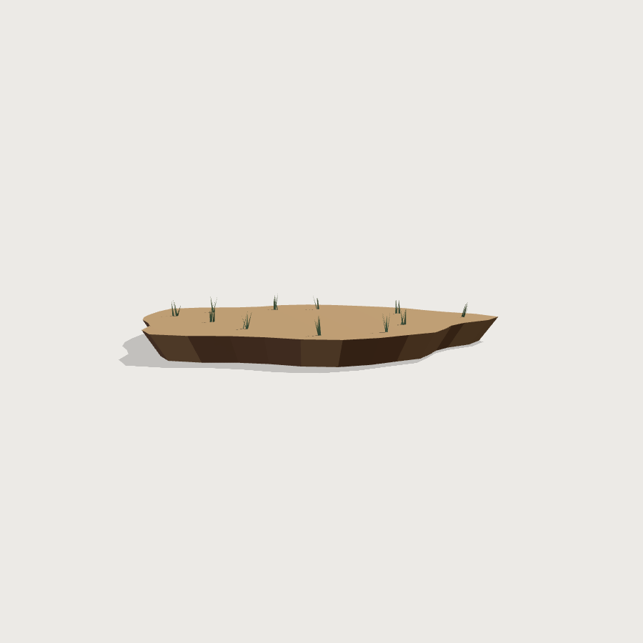Dirt Terrain Blob low-poly 3D model, left render