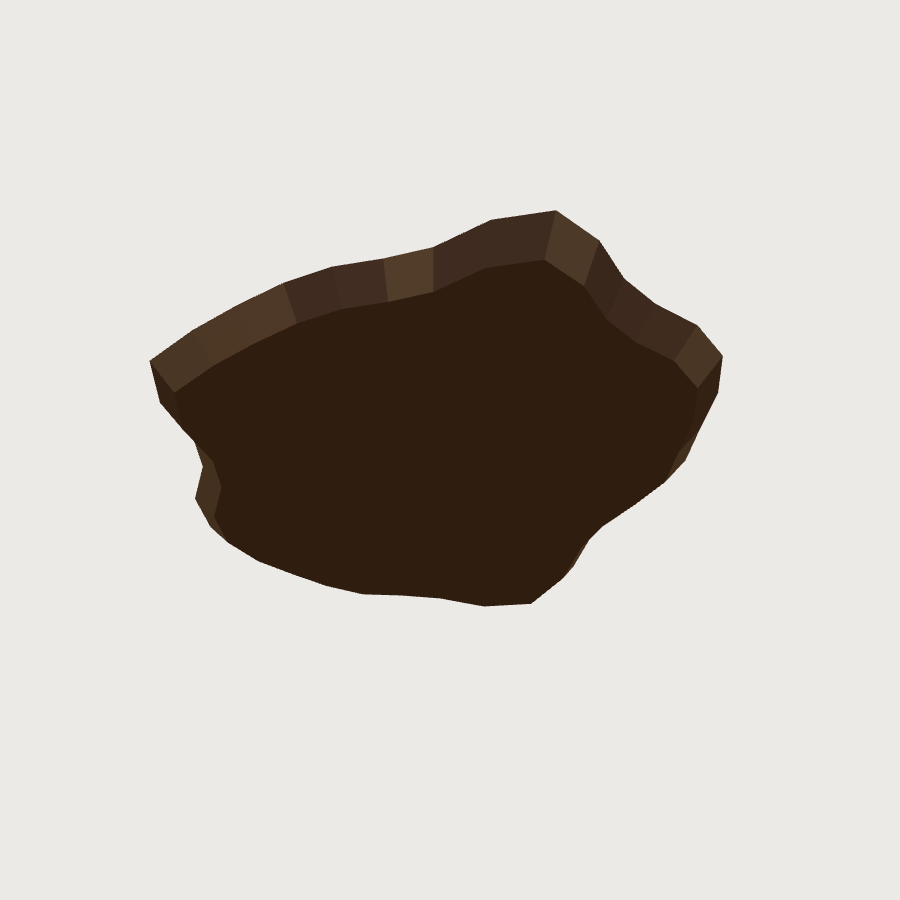 Dirt Terrain Blob low-poly 3D model, low back render