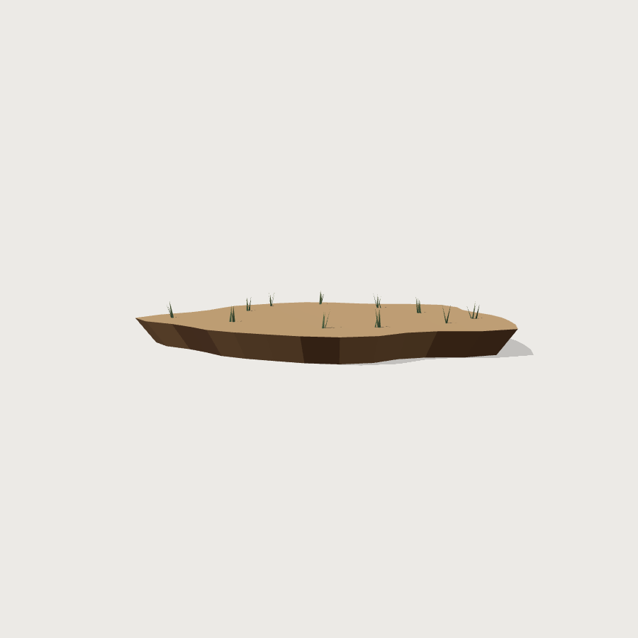 Dirt Terrain Blob low-poly 3D model, right render