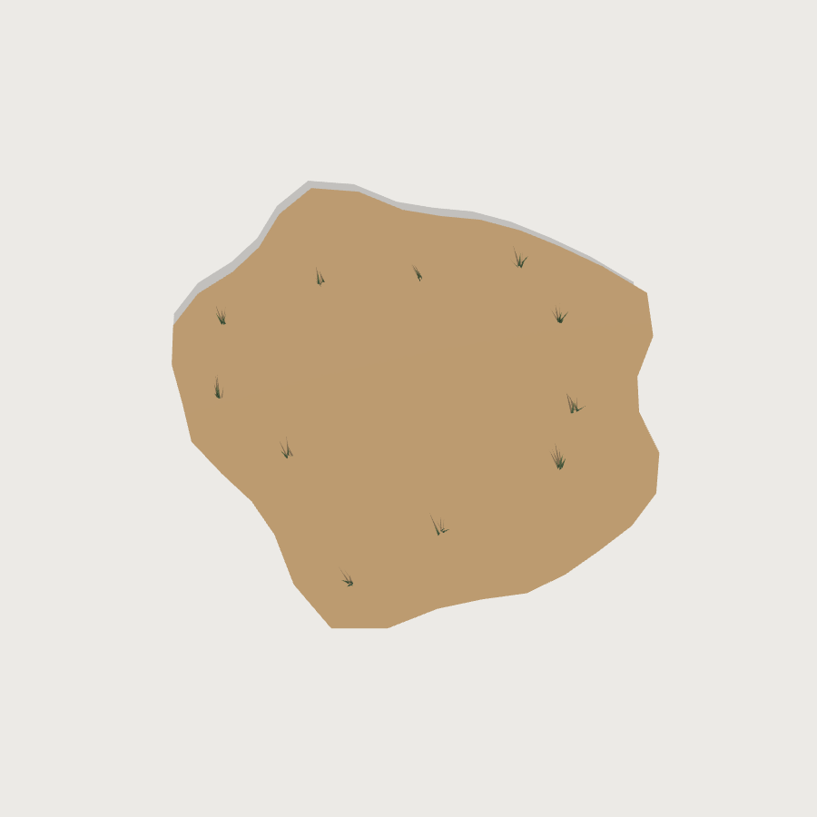 Dirt Terrain Blob low-poly 3D model, top render
