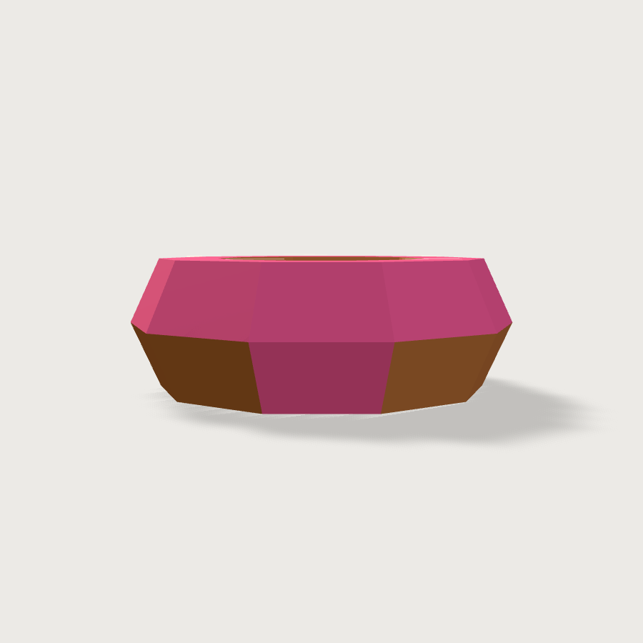 Donut low-poly 3D model, back render