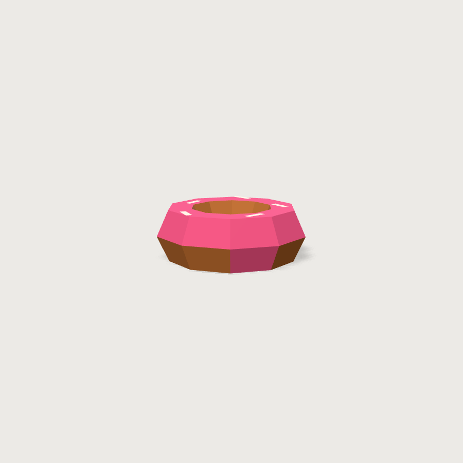 Donut low-poly 3D model, detail render