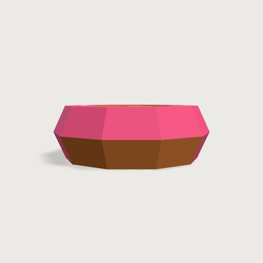 Donut low-poly 3D model, front render