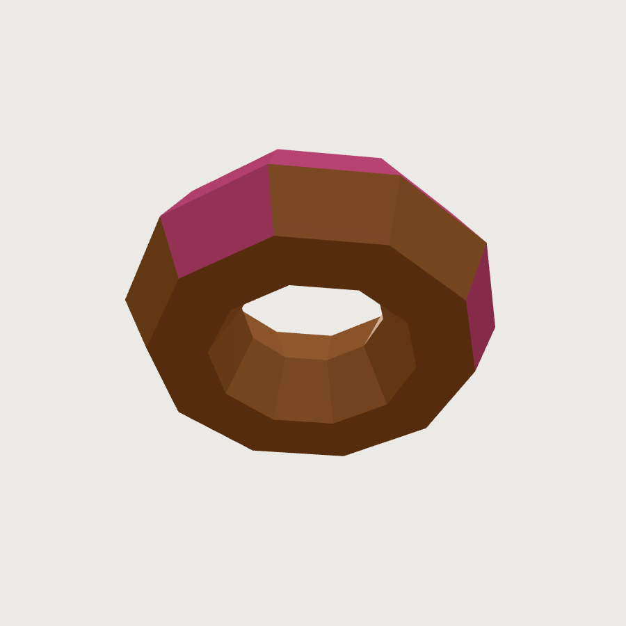 Donut low-poly 3D model, low back render
