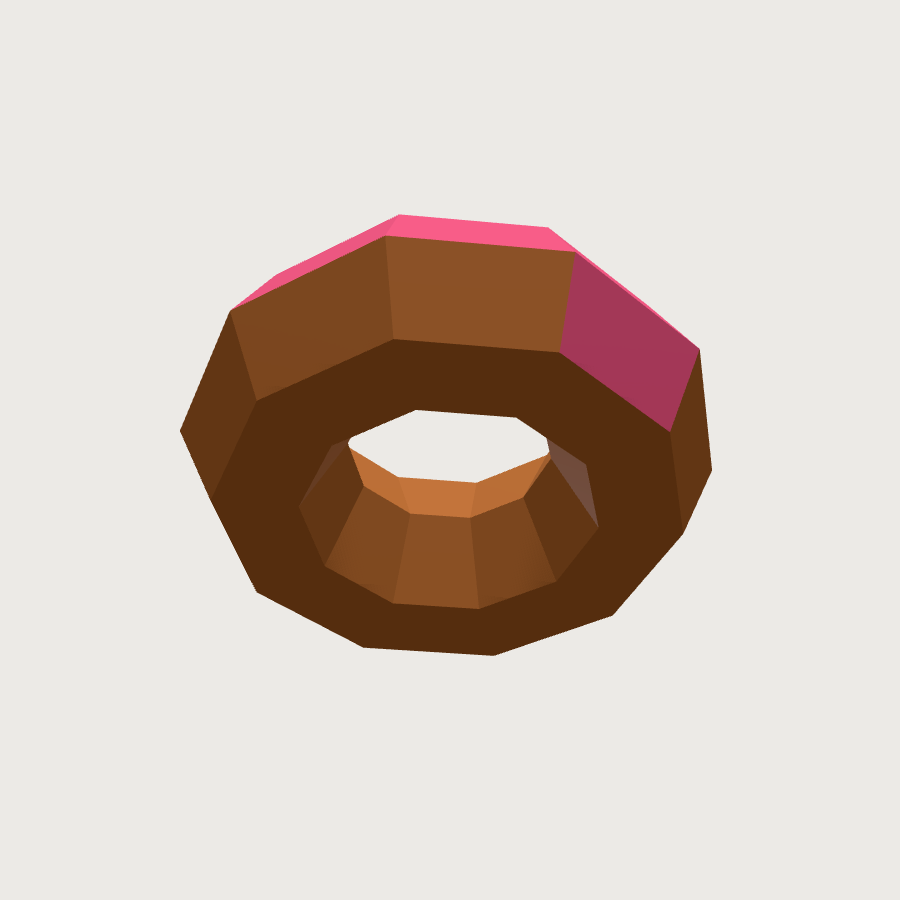 Donut low-poly 3D model, low render