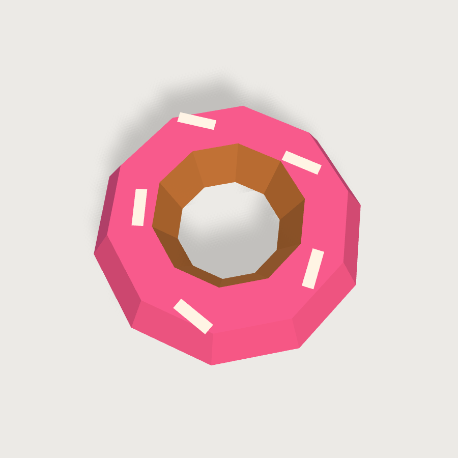 Donut low-poly 3D model, top render