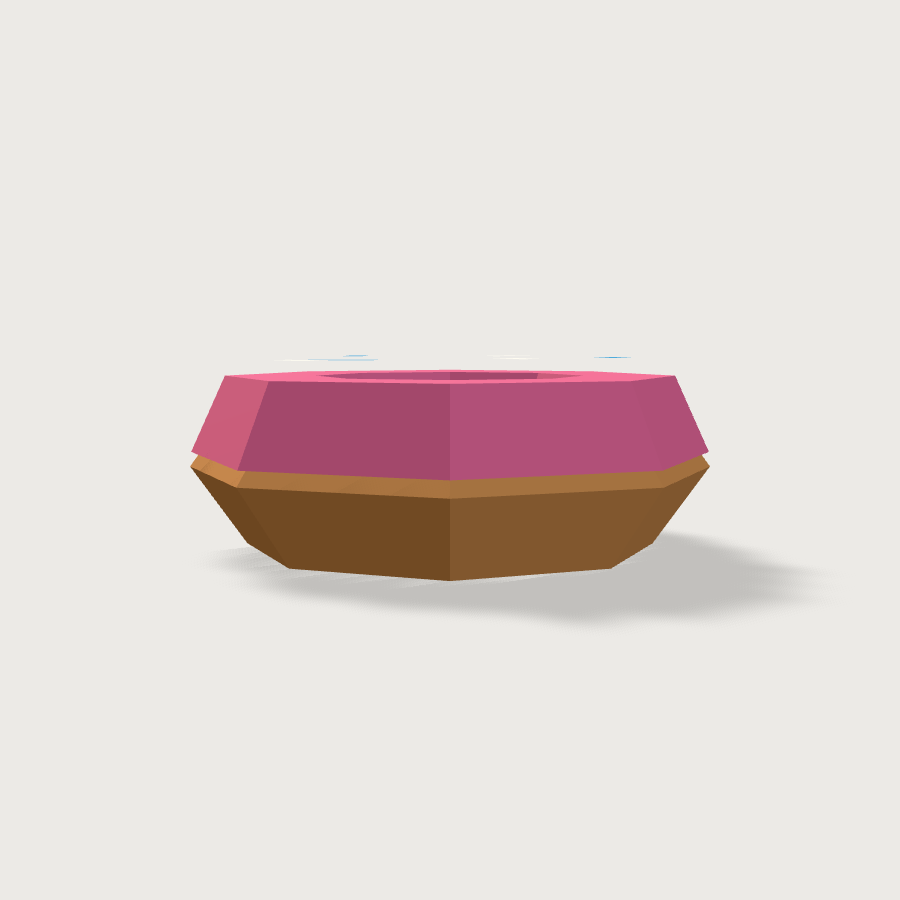 Donut low-poly 3D model, back render