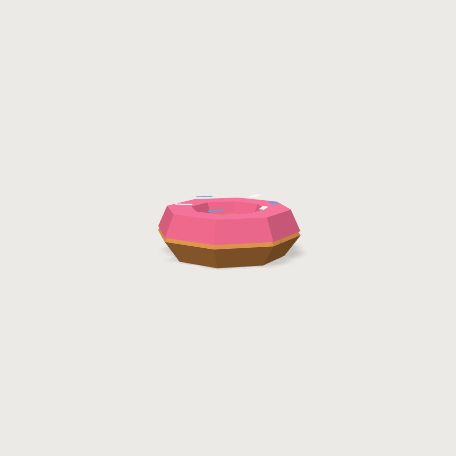 Donut low-poly 3D model, detail render