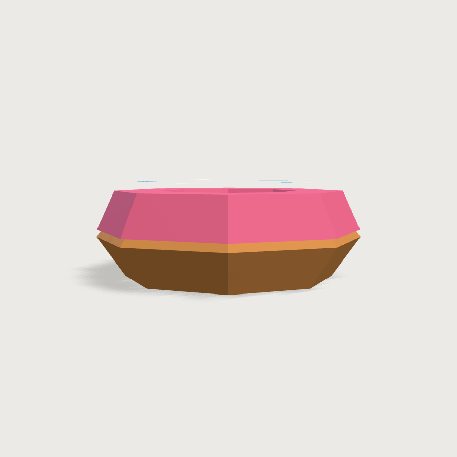 Donut low-poly 3D model, front render