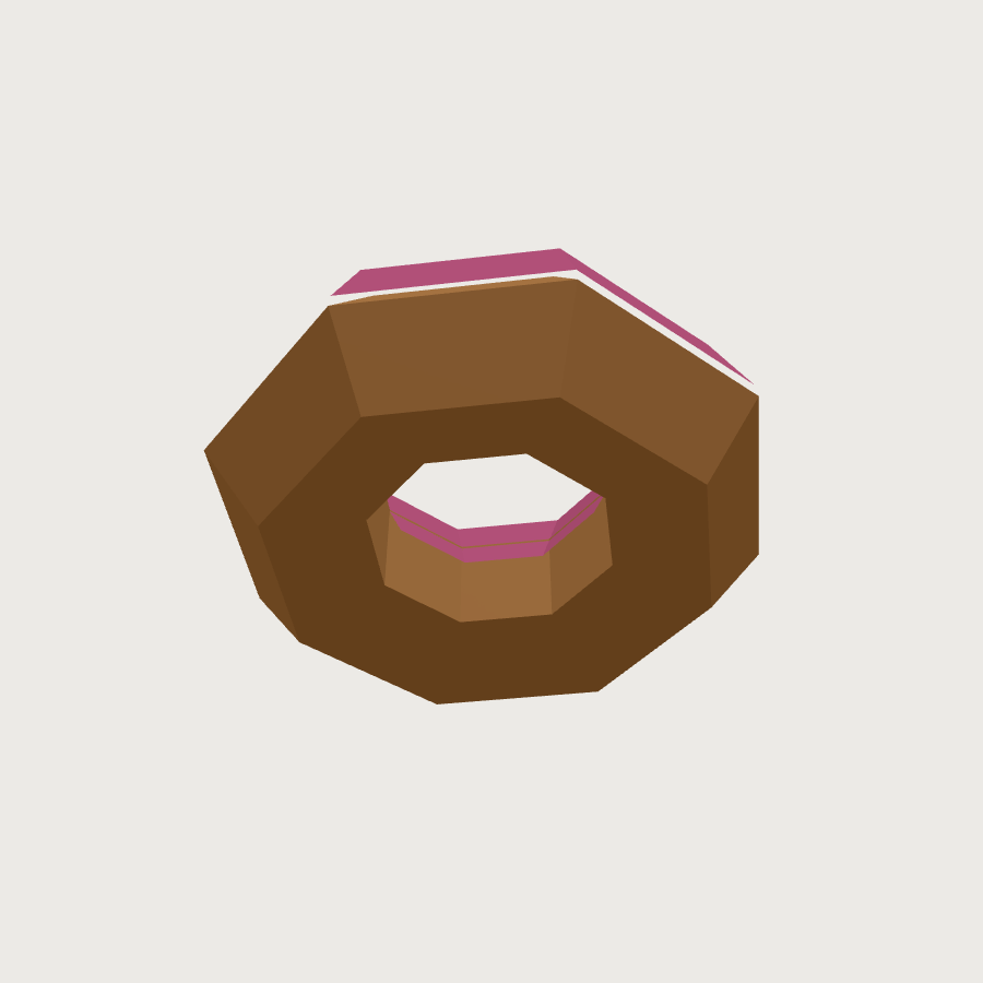Donut low-poly 3D model, low back render