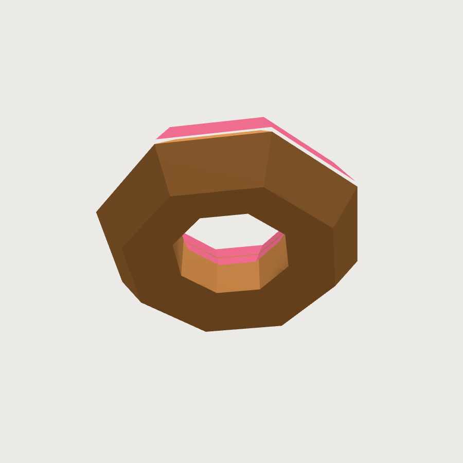 Donut low-poly 3D model, low render