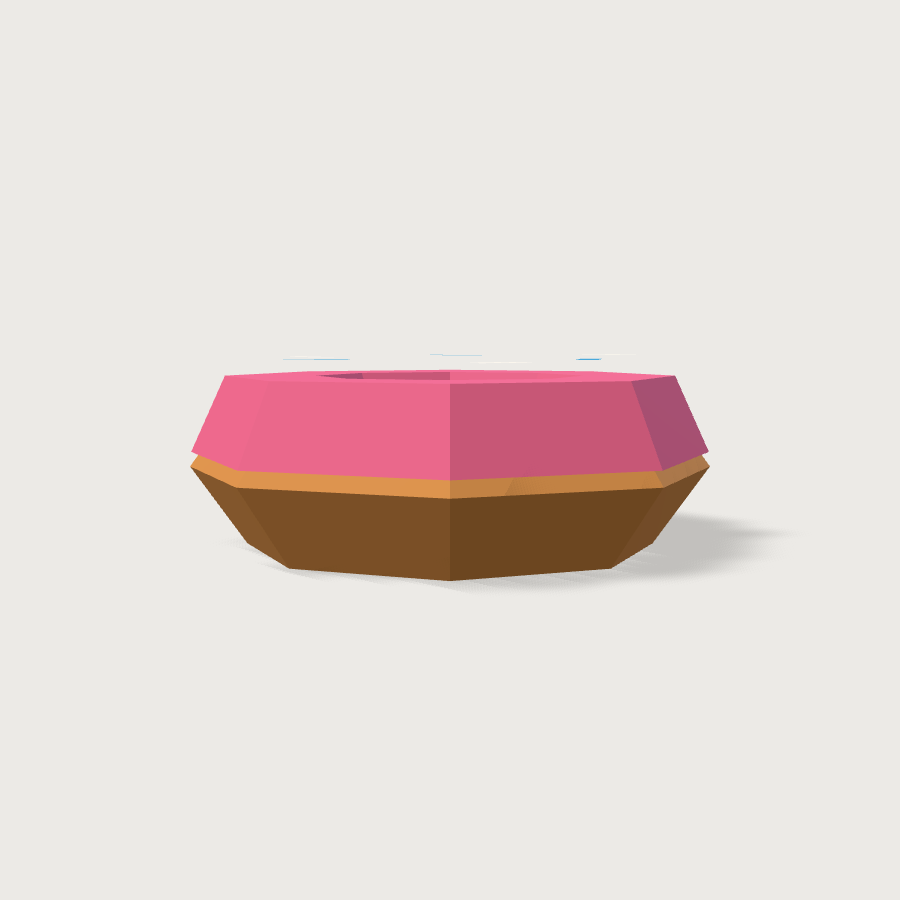 Donut low-poly 3D model, right render