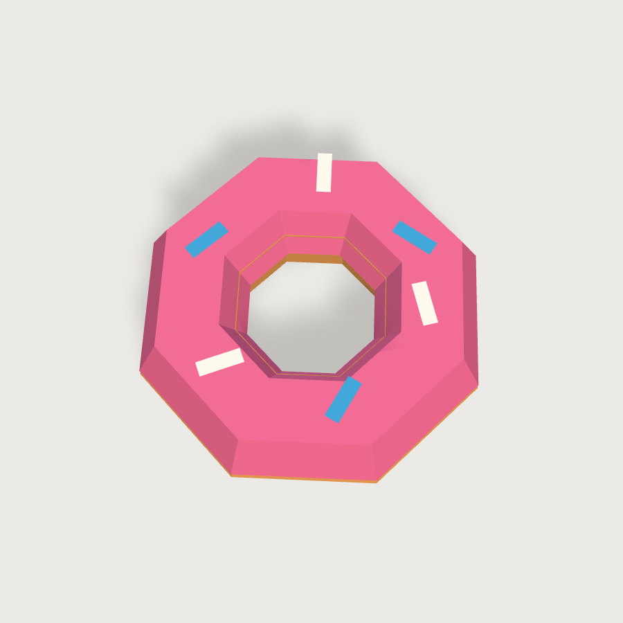 Donut low-poly 3D model, top render