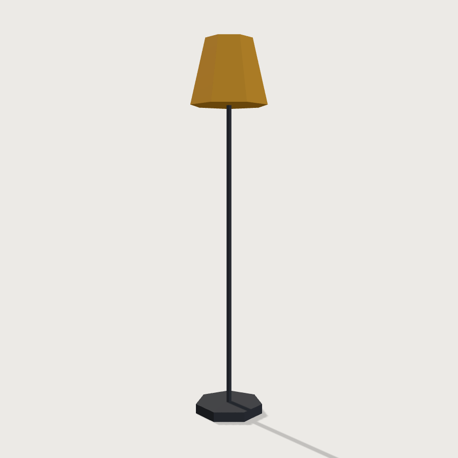 Floor Lamp low-poly 3D model, back render