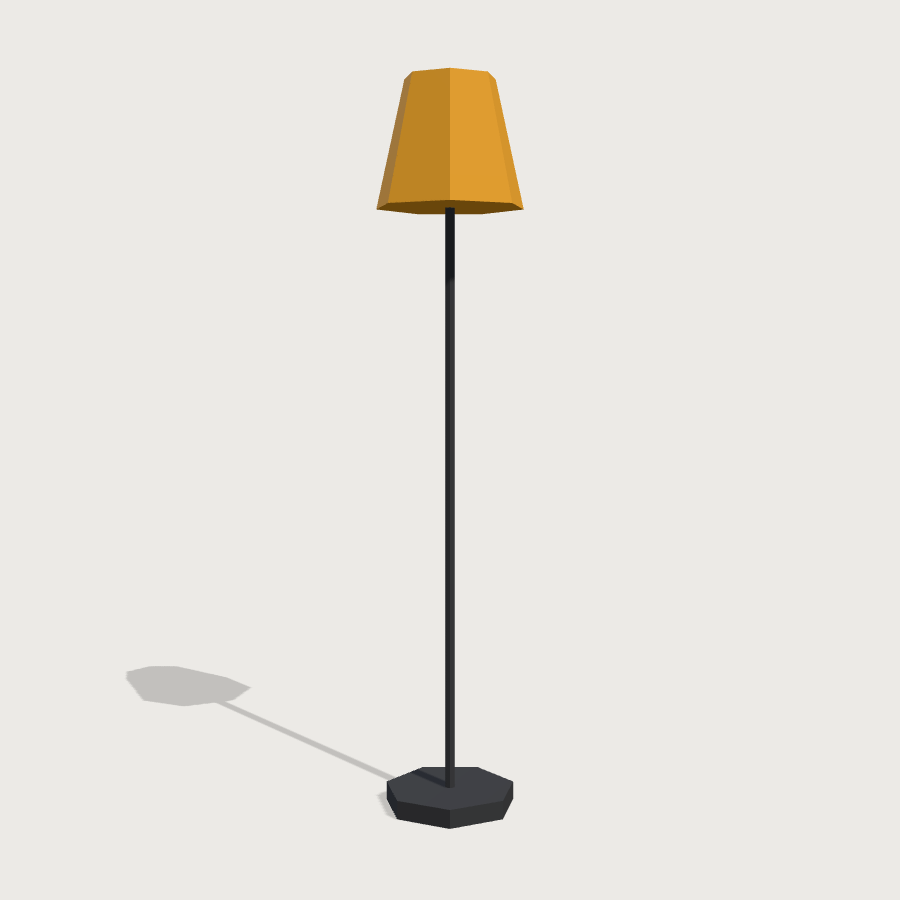 Floor Lamp low-poly 3D model, front render