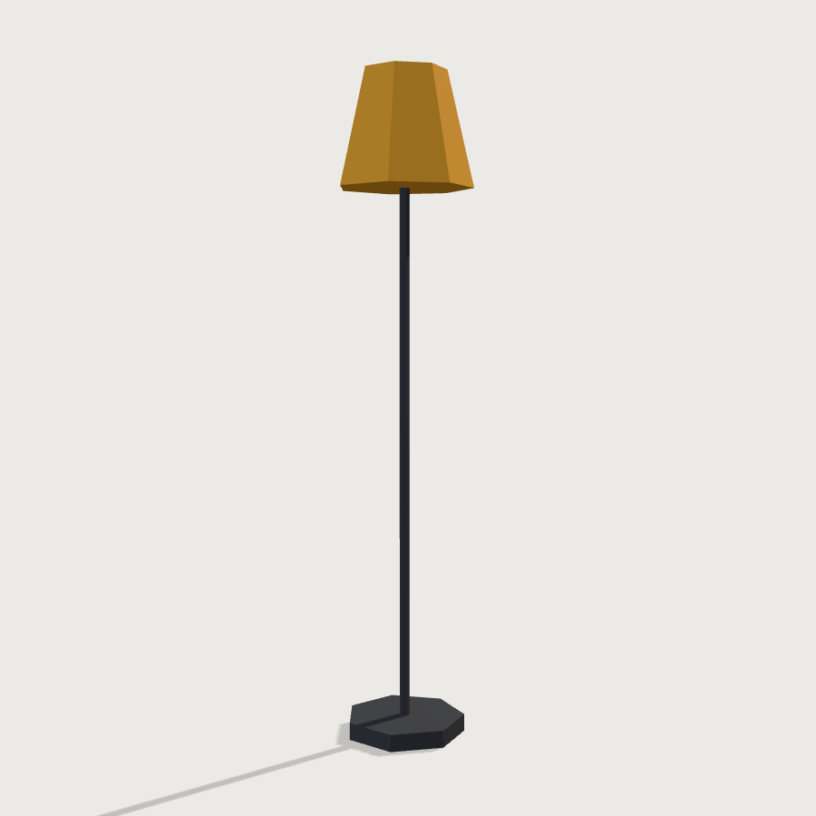 Floor Lamp low-poly 3D model, left render
