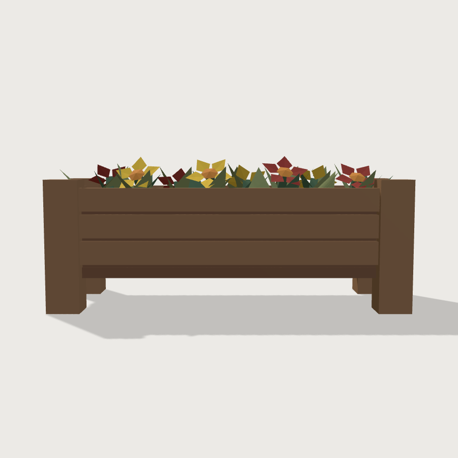 Flower Planter low-poly 3D model, back render