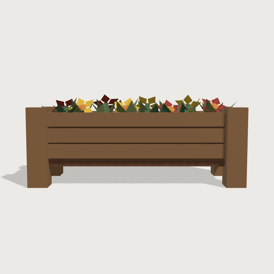 Flower Planter low-poly 3D model, front render