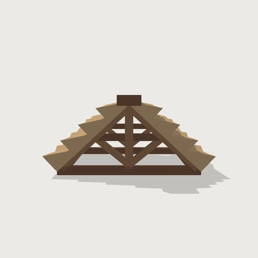 Gable Roof Section low-poly 3D model, back render