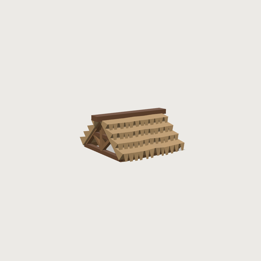 Gable Roof Section low-poly 3D model, detail render
