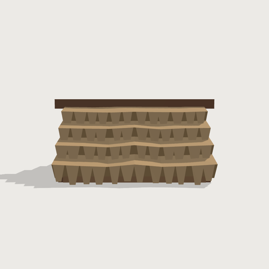 Gable Roof Section low-poly 3D model, left render