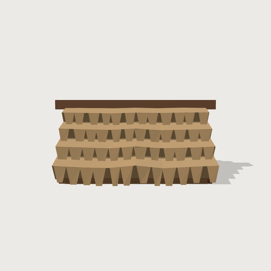 Gable Roof Section low-poly 3D model, right render