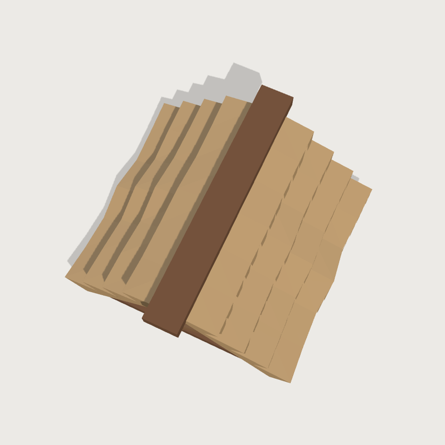 Gable Roof Section low-poly 3D model, top render