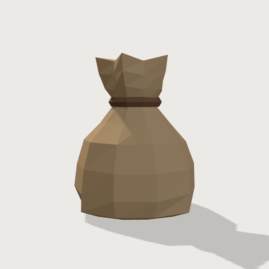 Grain Sack low-poly 3D model, back render