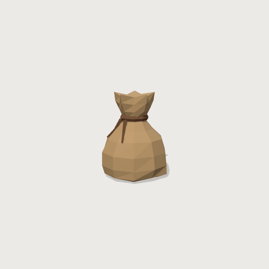 Grain Sack low-poly 3D model, detail render