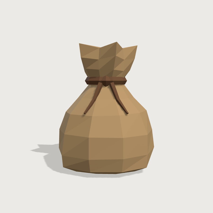 Grain Sack low-poly 3D model, front render
