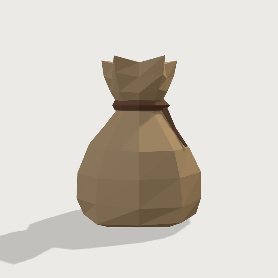 Grain Sack low-poly 3D model, left render