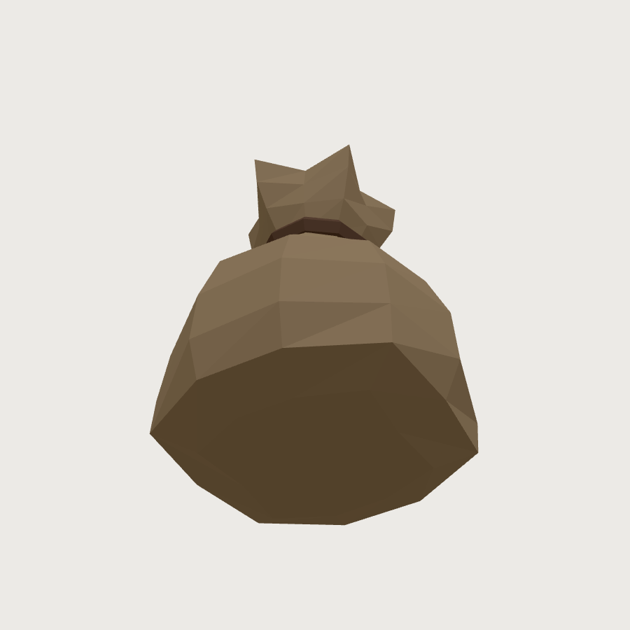 Grain Sack low-poly 3D model, low back render