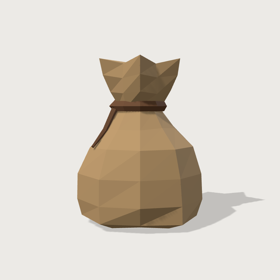 Grain Sack low-poly 3D model, right render