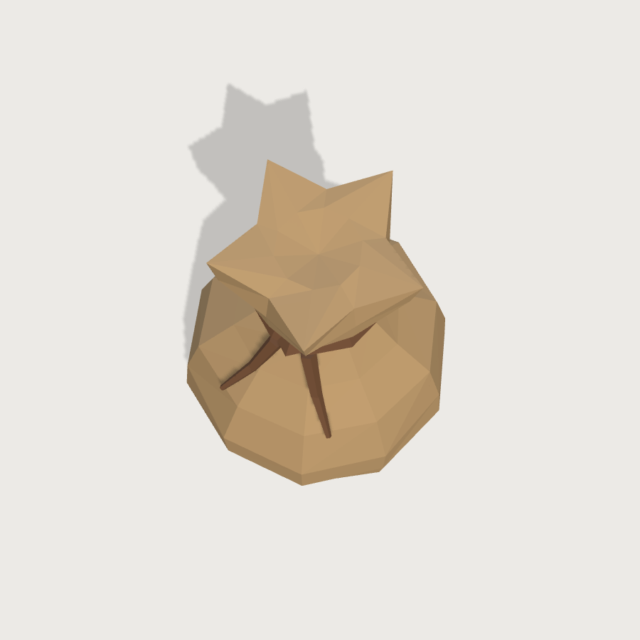 Grain Sack low-poly 3D model, top render