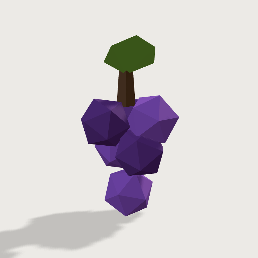 Grapes low-poly 3D model, left render