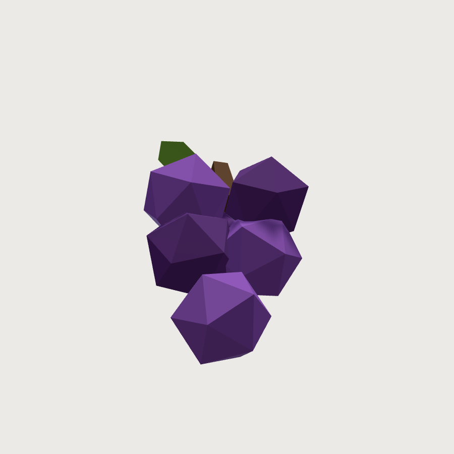 Grapes low-poly 3D model, low render