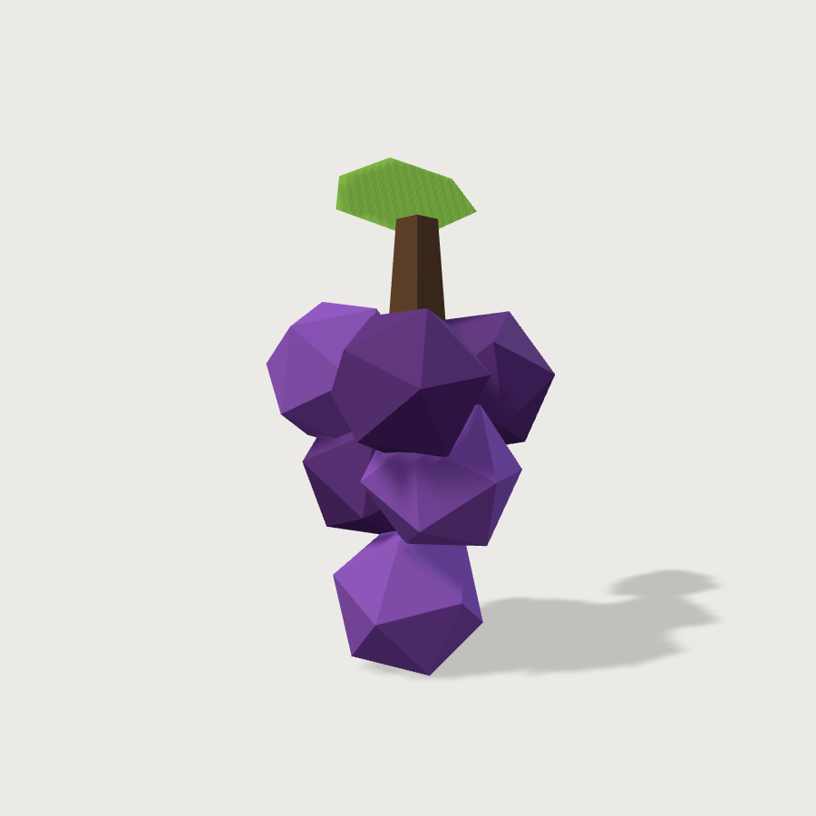 Grapes low-poly 3D model, right render