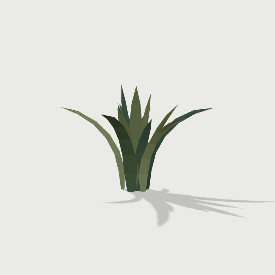 Grass Tuft low-poly 3D model, back render