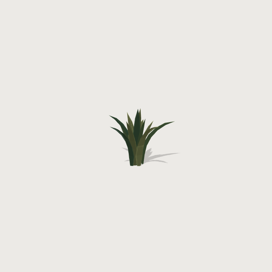 Grass Tuft low-poly 3D model, detail render