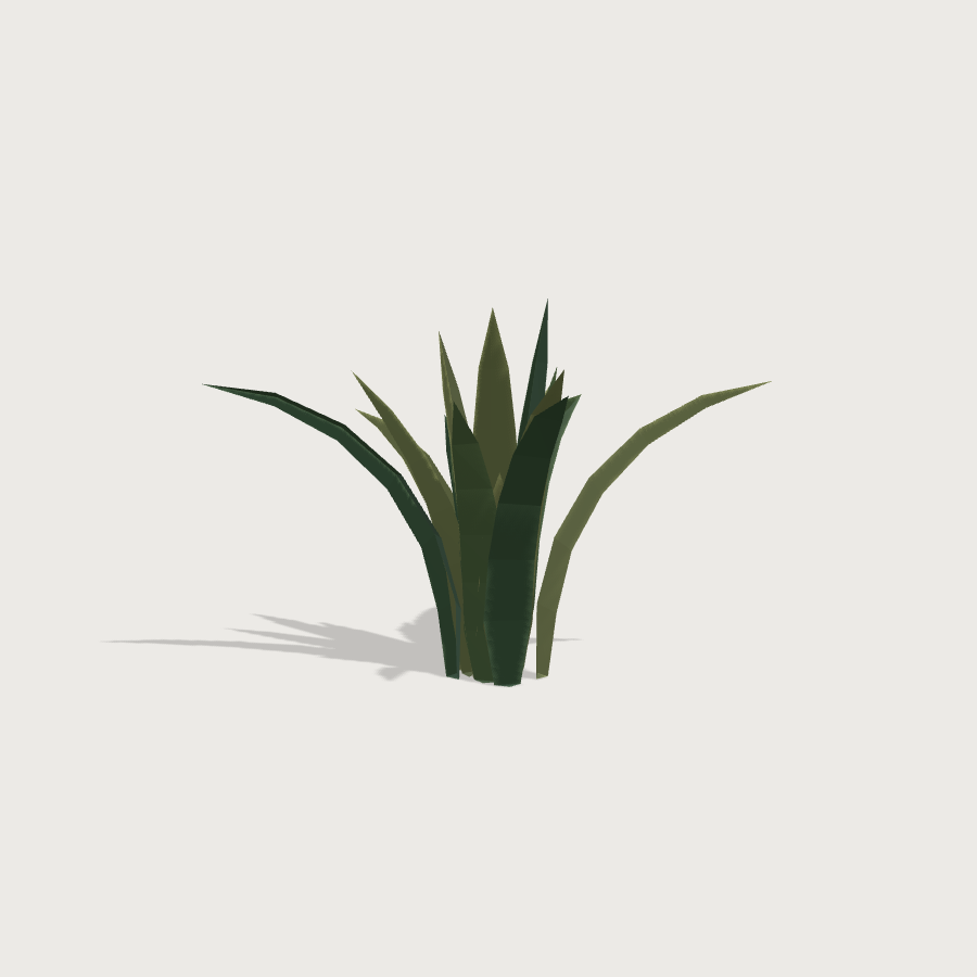 Grass Tuft low-poly 3D model, front render